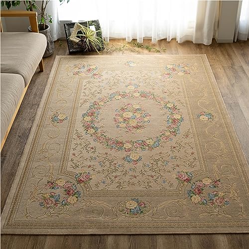 豪華な花柄のゴブラン織りラグマット 約 240×240 cm 4.5畳｜輸入絨毯