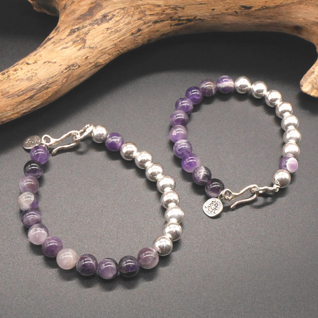 RYOKU シルバービーズ×アメジストビーズブレスレット silver beads