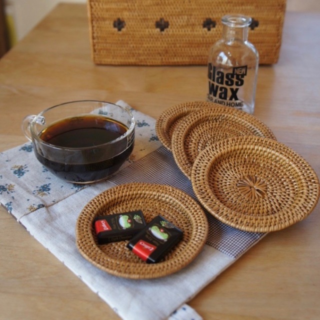 丸型コースター 淵有り1枚 (MAT186) Rosily(ロージリー) バリ島 アタ