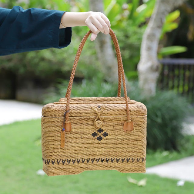 家型楕円バッグ Lサイズ (NAB606) バリ島 アタかごバッグ オリジナル