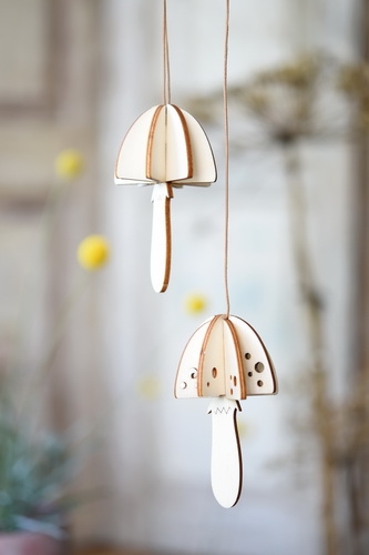 Fingerhut〕 V-1199 ウッドデコレーション / キノコ2ヶセット Stitch