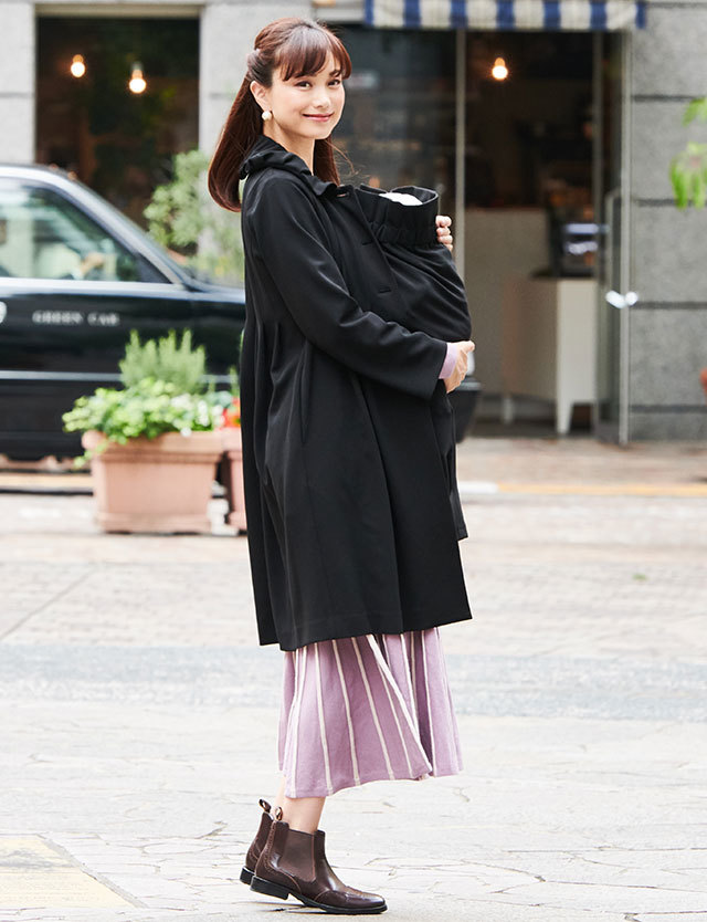 タックフレア ワンピースコート ダッカー付き 産前産後兼用 ママコート