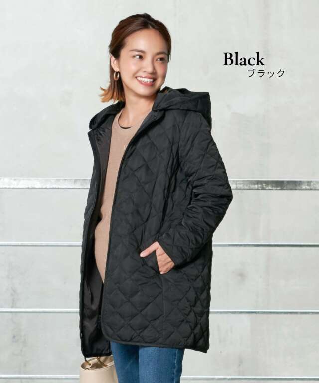 抱っこ・おんぶOK！超軽量 撥水キルティングママコート 産前産後兼用