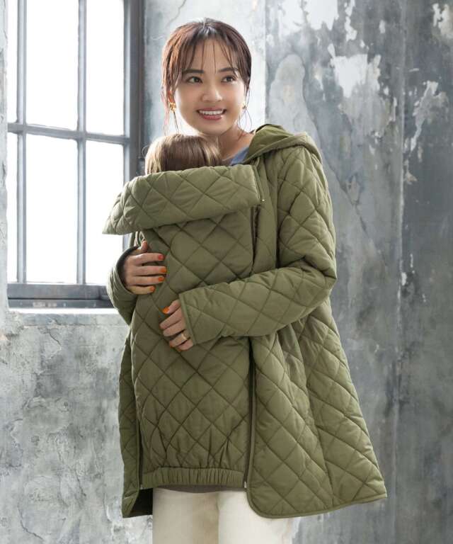 抱っこ・おんぶOK！超軽量 撥水キルティングママコート 産前産後兼用