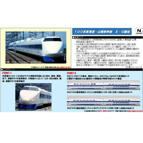TOMIX 98874/98875/98876/98877 100系東海道・山陽新幹線（X編成/G編成