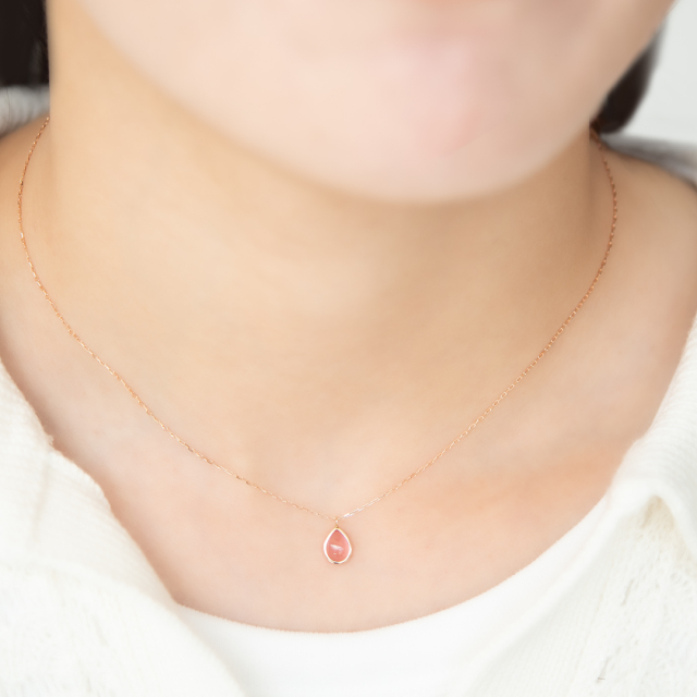 ネックレス K10ピンクゴールド 北海道産インカローズ(JLージュエルー