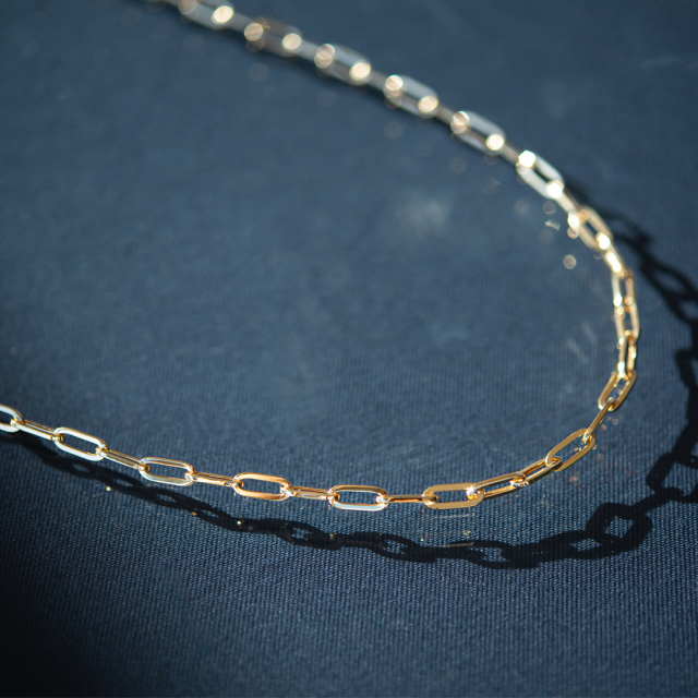 70cmペーパークリップチェーン】 ネックレス K18イエローゴールド