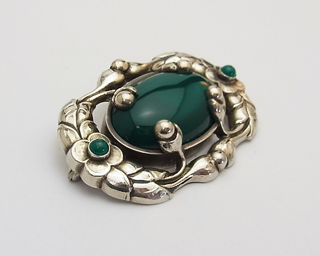 名品】ジョージ ジェンセン ブローチ #78 アンバー／グリーンアゲート