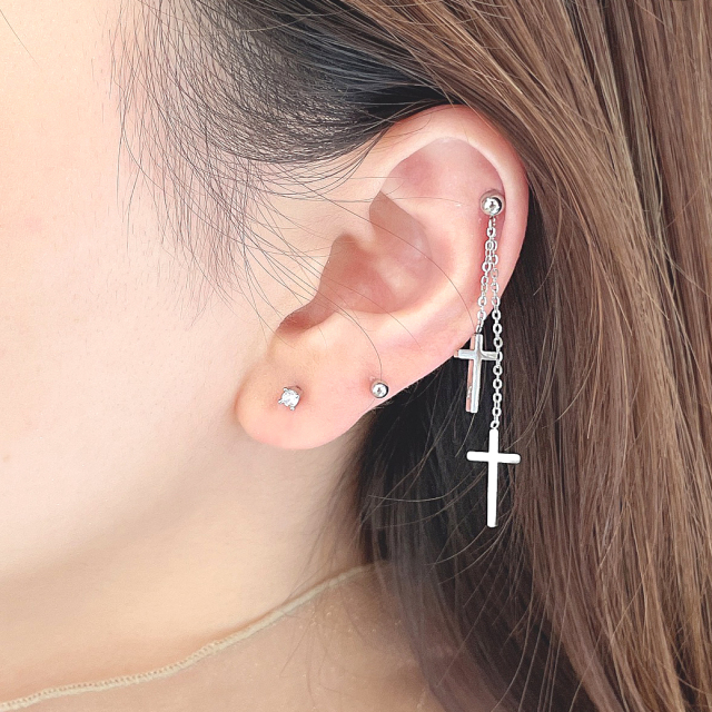 14G 16G ］オールステンレス素材 ダブル クロス cross チェーン