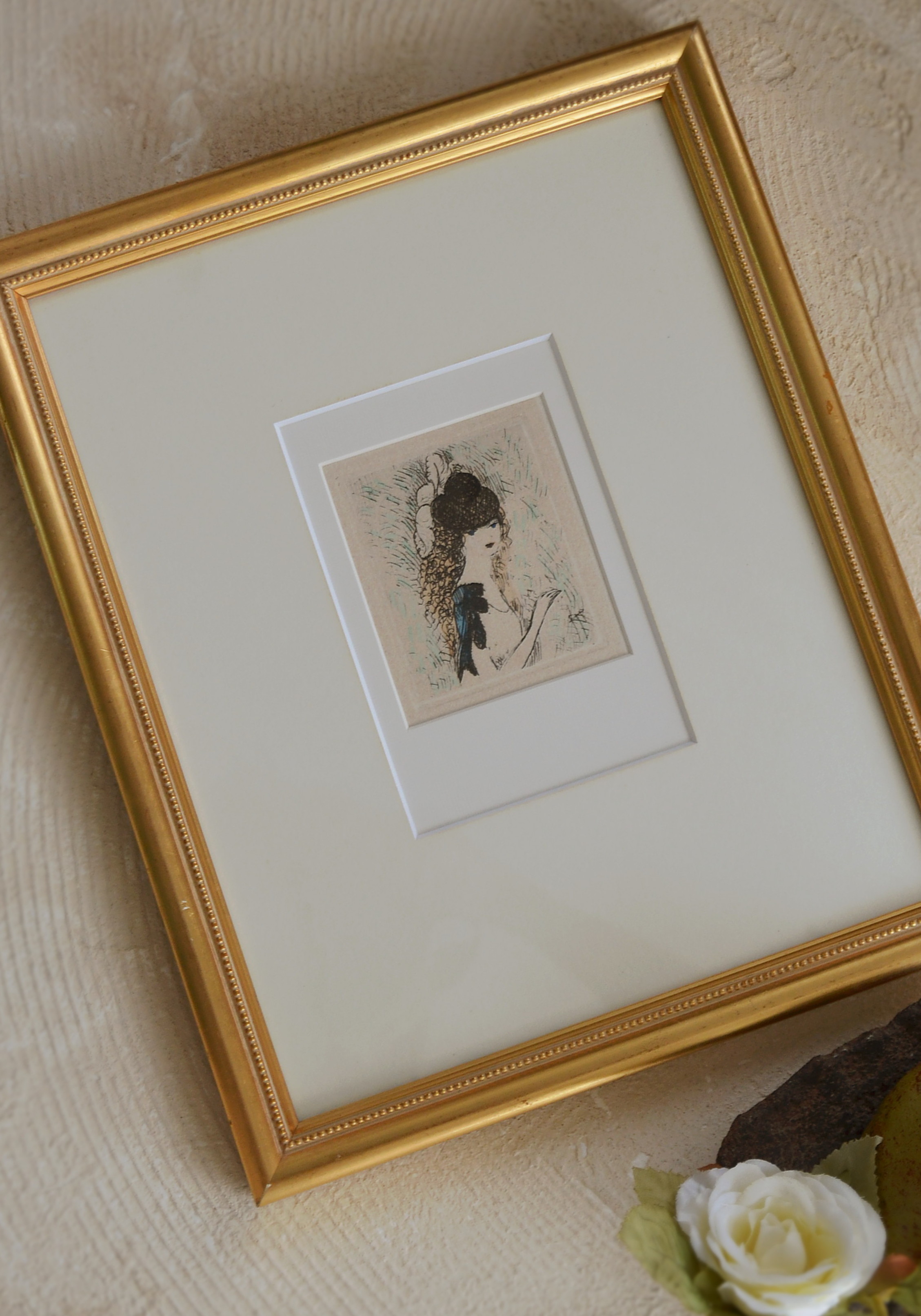 マリーローランサン 【茶色い髪の少女】 小さな絵画 エッチング