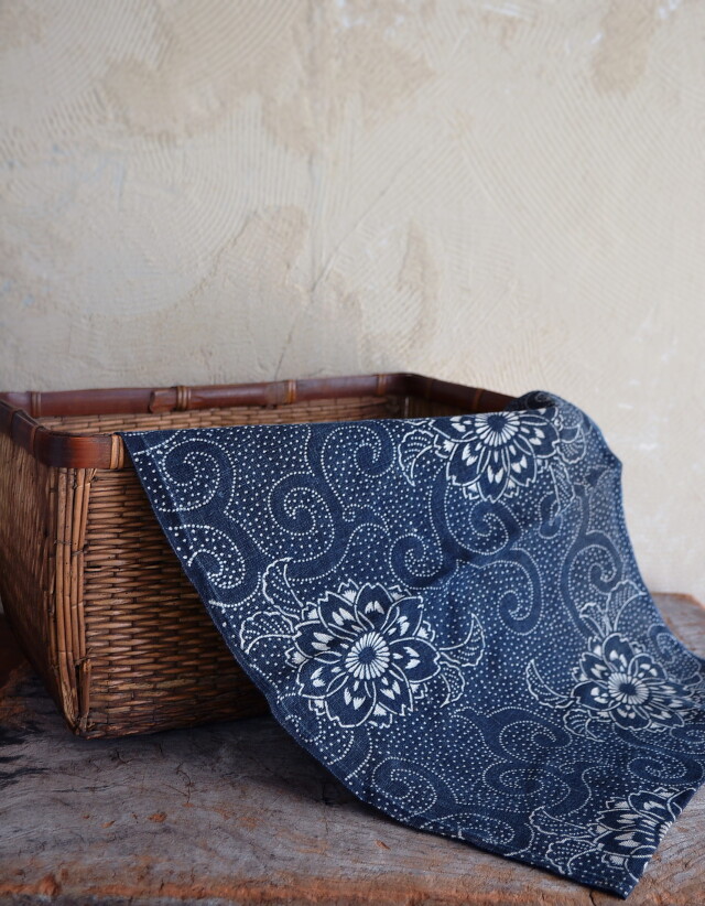 古布 藍染 古裂 藍染アンティーク 油箪 油単 大風呂敷 Antique Sam's