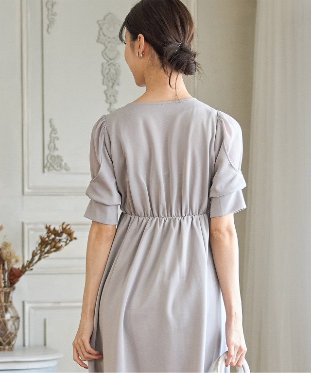 シアースリーブ切り替えワンピース