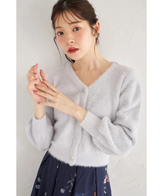 多種ビジュー釦シャギーニットカーディガン≪Shaggy and Fur Collection≫