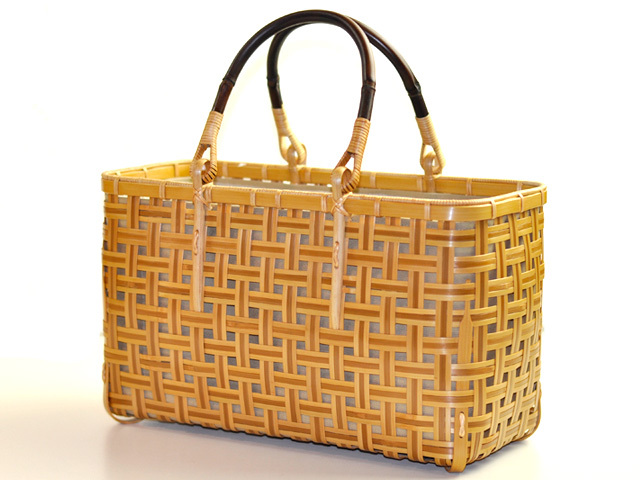 四ツ目編み 竹かごバッグ 交色/かごバッグ/竹バッグ/ハンドバッグ/国産