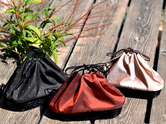 袋物「麻の葉編み」/籠巾着/尺かご/尺籠/お座敷籠/お道具籠/お稽古籠