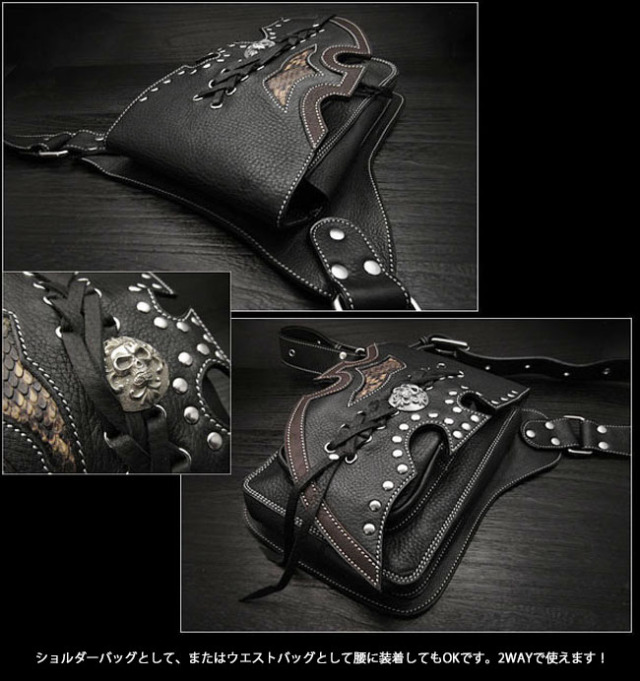 本革 レザーショルダーバッグ ウエストバッグ ヒップバッグ 2WAY