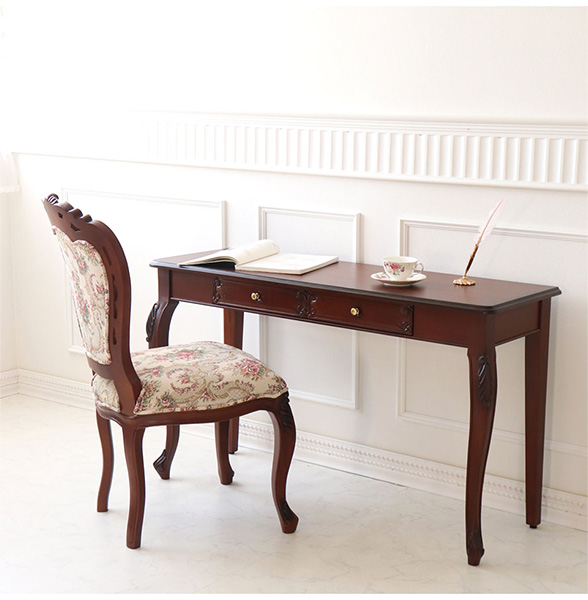 デスク 机 パソコンデスク 輸入家具 アンティーク調 木製 猫脚 パルマ
