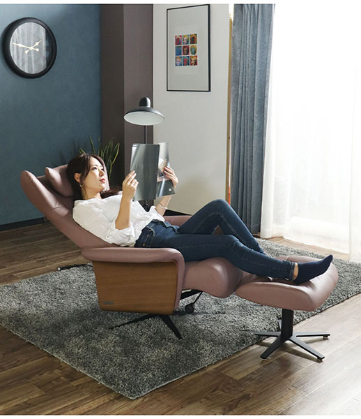 高級 本革 パーソナルチェア ソファ リクライニング オットマン付き