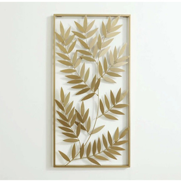 壁面をおしゃれに演出 ウォールアートパネル リーフゴールド 【送料