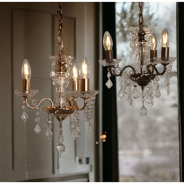 LED対応】 【全2色】 ガラス製 3灯シャンデリア ペンダントライト