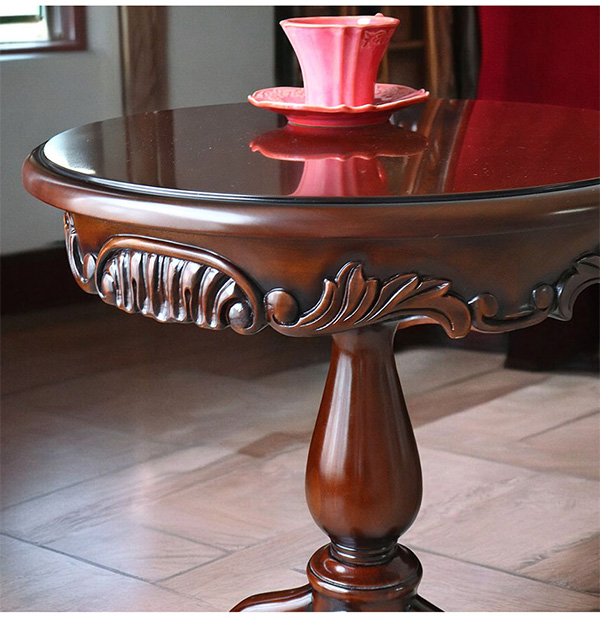 マホガニー材使用 マリナカッシーリ ラウンドサイドテーブル（コーヒー