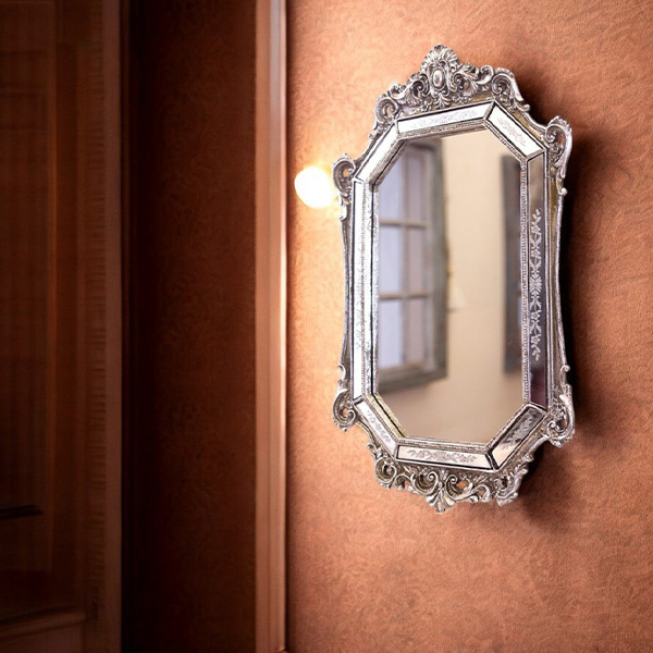 ロココデコ ウォールミラー 壁掛け鏡（シルバー）｜Y-KAGU(輸入家具屋