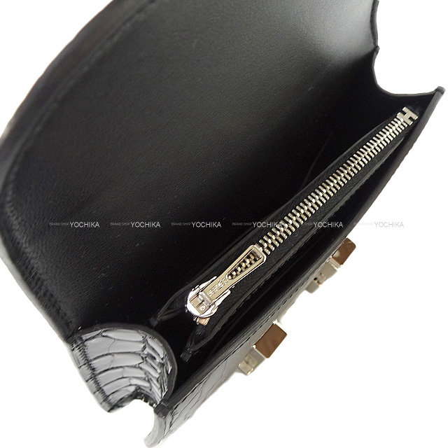 HERMES エルメス 二つ折り財布 コンスタンス スリム 黒 (ブラック