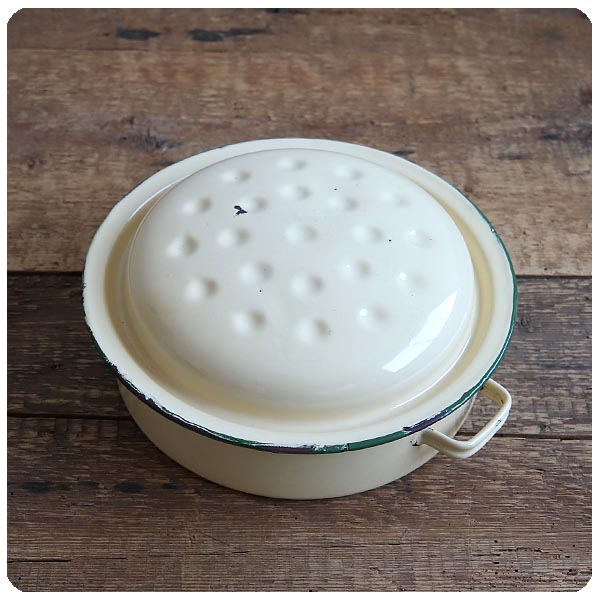 イギリス アンティーク ホーロー キャセロール/蓋付き琺瑯パン