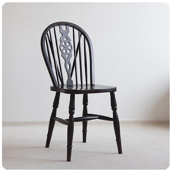 イギリス アンティーク調 ホイールバックチェア/ダイニングチェア/木製