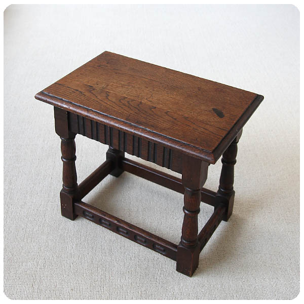 イギリス アンティーク家具 オーク材サイドテーブル 木製 スツール