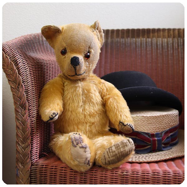イギリス アンティーク テディベア/ぬいぐるみ/蚤の市/全長約44cm