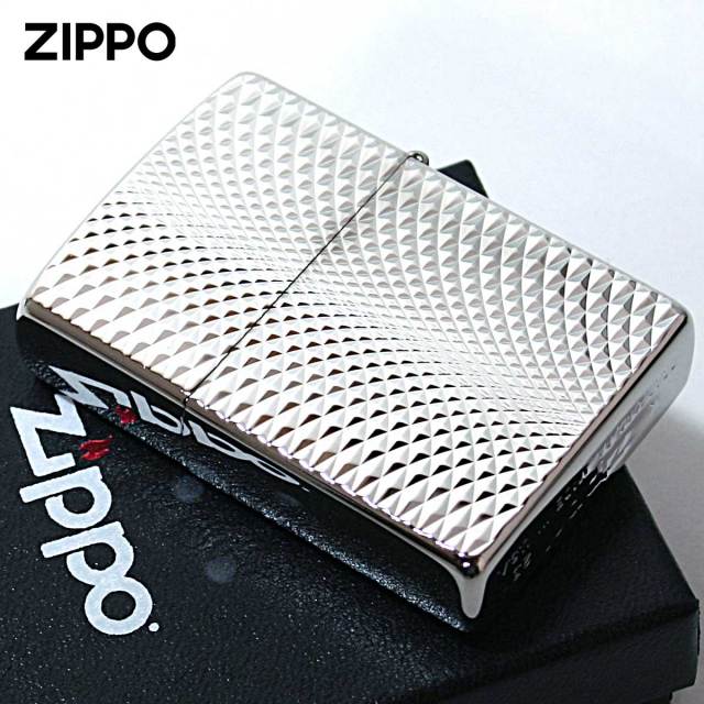 Zippo ジッポー ダイヤモンドカット シルバー プラチナ加工 両面加工