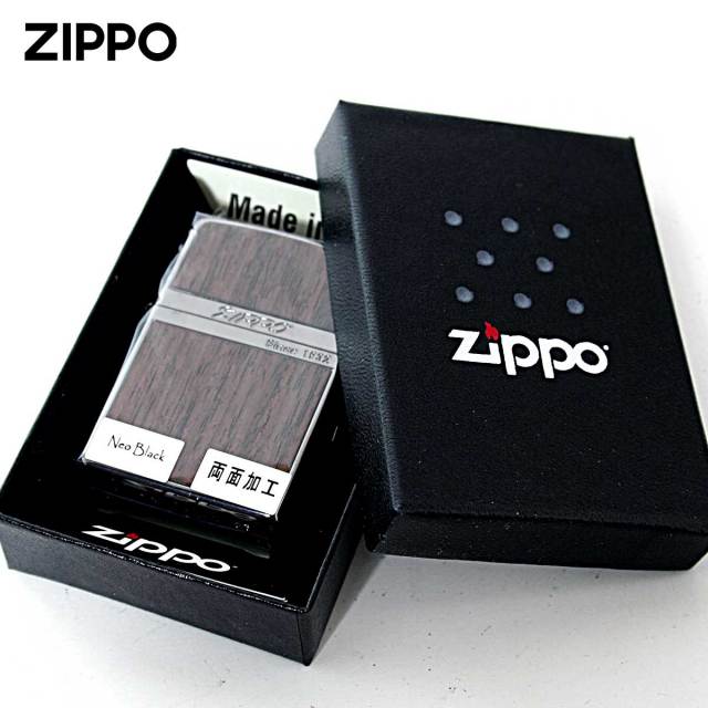 Zippo ジッポー ウッド 木目 木 ネオブラック 両面加工 Wood Series
