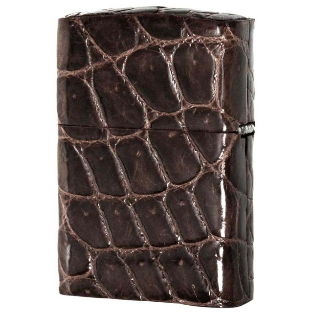 Zippo ジッポー 革巻き 本革 クロコダイル ワニ 茶 ブラウン｜Zippo