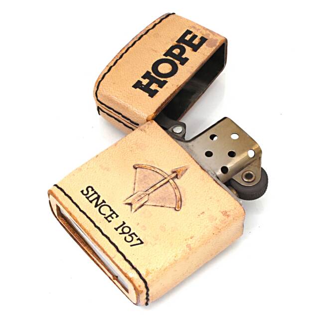 絶版/ヴィンテージ Zippo ジッポー 中古 2007年製造HOPE ホープ 革巻き