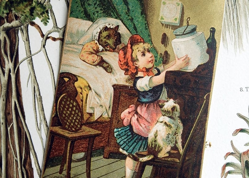 1884年フランス◇赤ずきん6種アンティーク・ビンテージカード