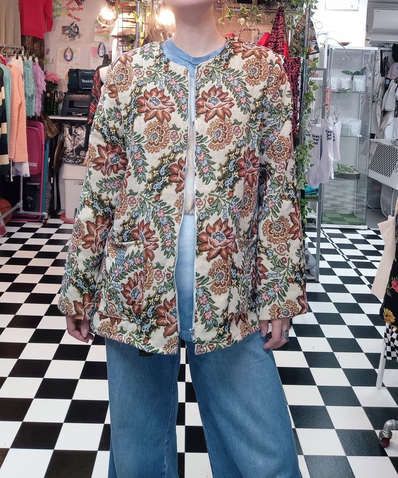 花柄ゴブラン織り ノーカラージャケット | SWIVEL SLUM DIVE