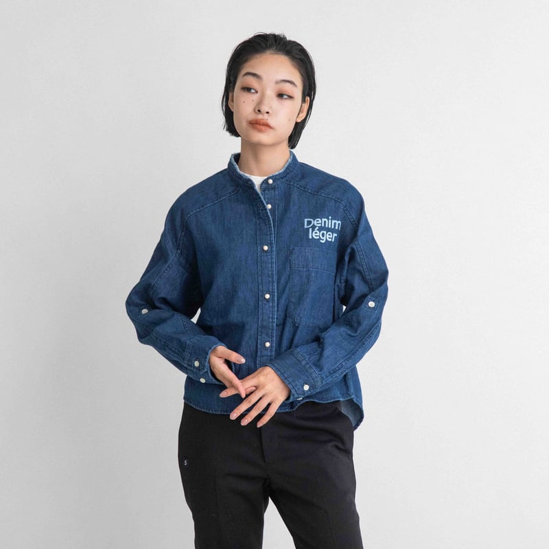 8ozデニム プリント入りデニムパールボタンシャツ【BB88-151】 | BLANC