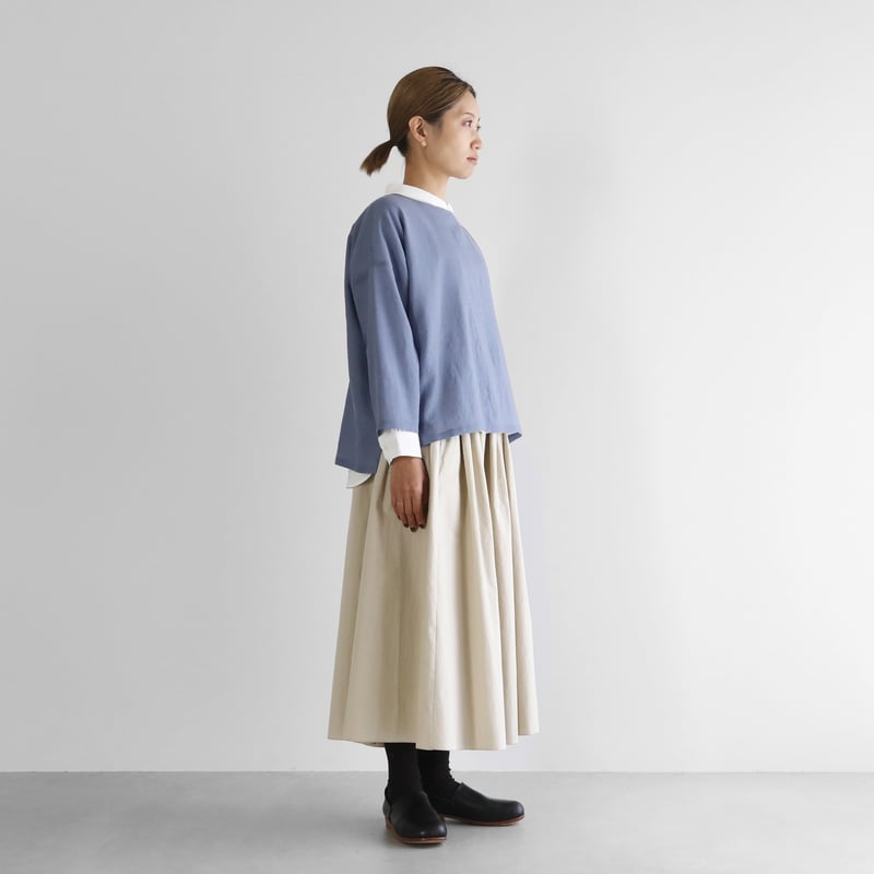 ウォッシャブルウールワイドプルオーバー（グレイッシュブルー