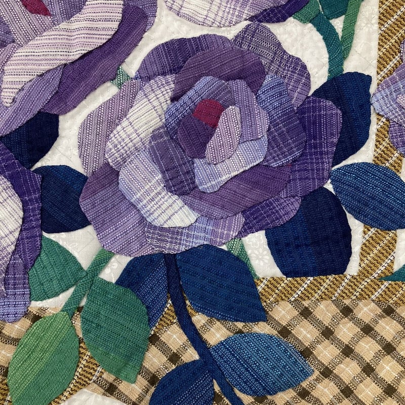 阿波しじら織 バラの花かごタペストリー | パッチワークのお店 ダックリン