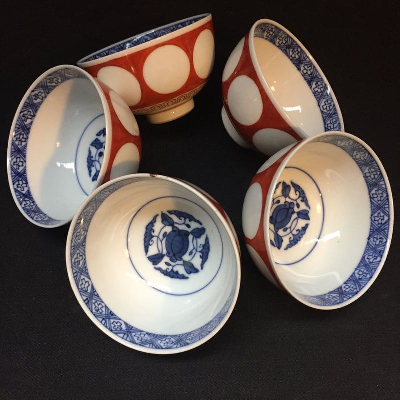 Japan Antique 角福 古伊万里 古染付 江戸期 古九谷 煎茶碗 金継 湯呑