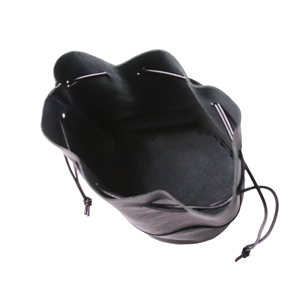 L012 巾着ポーチ / 栃木レザーWコガシ 黒 | FUKUNARY