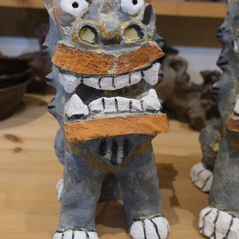 漆喰シーサー対 (グレイ) | シーサー ぎゃらりーゆしびん