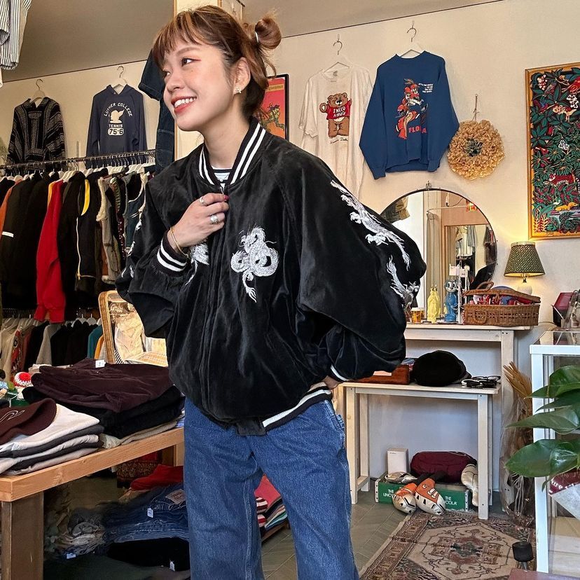 ブラックベロアスカジャン | CUSTOM FEVER