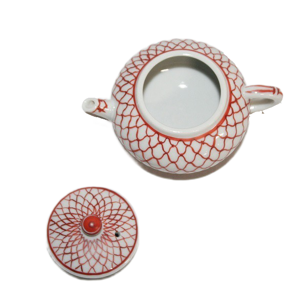 九谷焼 赤絵網目文様蓋付水滴 | 上杉文林堂