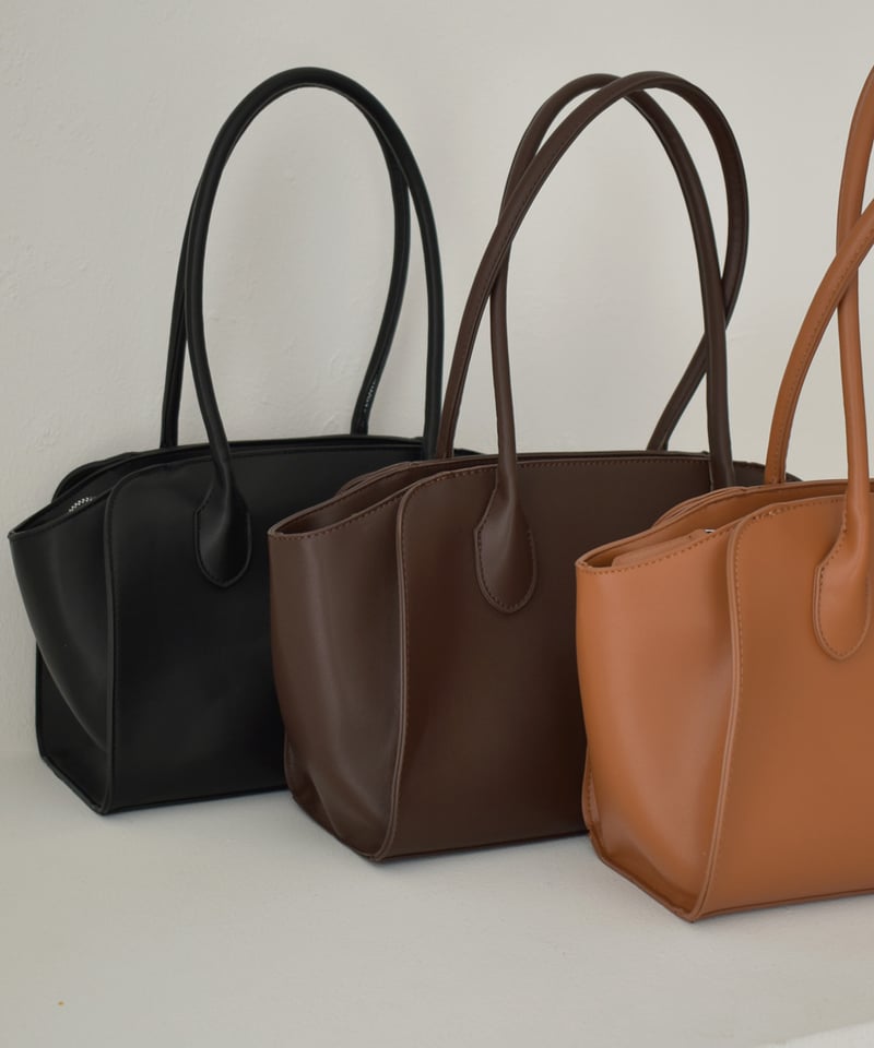 bag2-02670 フェイクレザー トート バッグ キャメル ブラウン ブラック