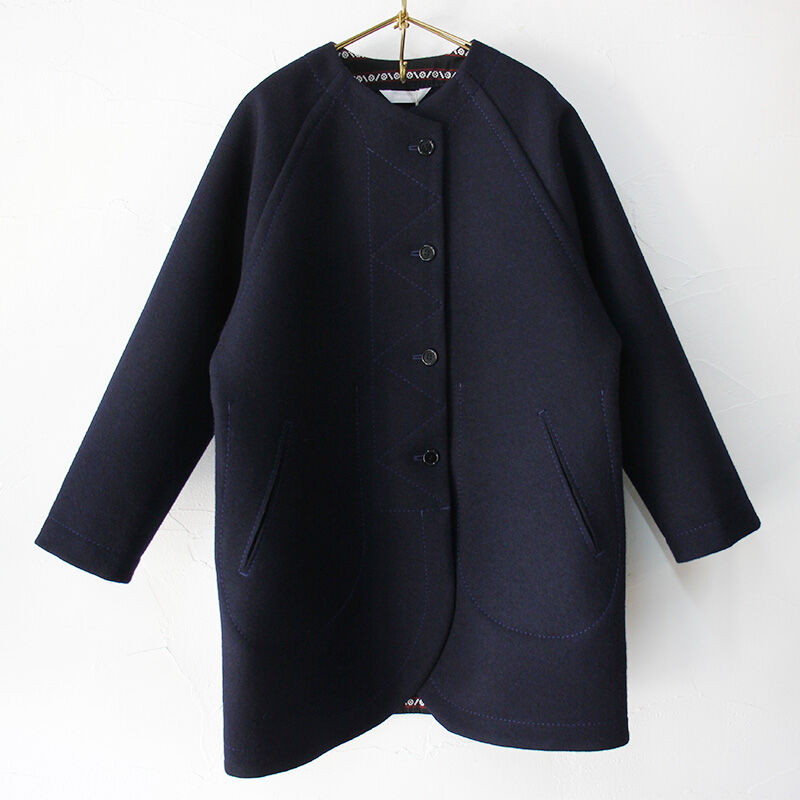 homspun ホームスパン ウールメルトンコート #ネイビー 【送料無料