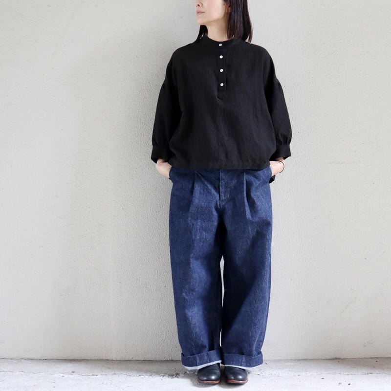 またまたまた再入荷** LinenYa リネンヤ リネンスタンドカラーブラウス