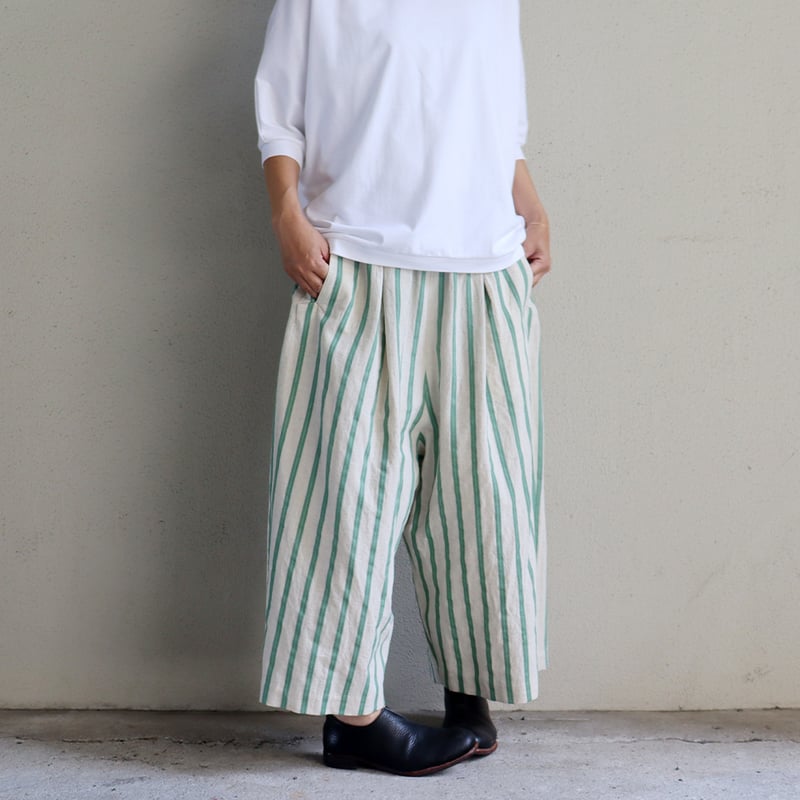 再入荷** atelier naruse アトリエナルセ コットンリネンストライプ