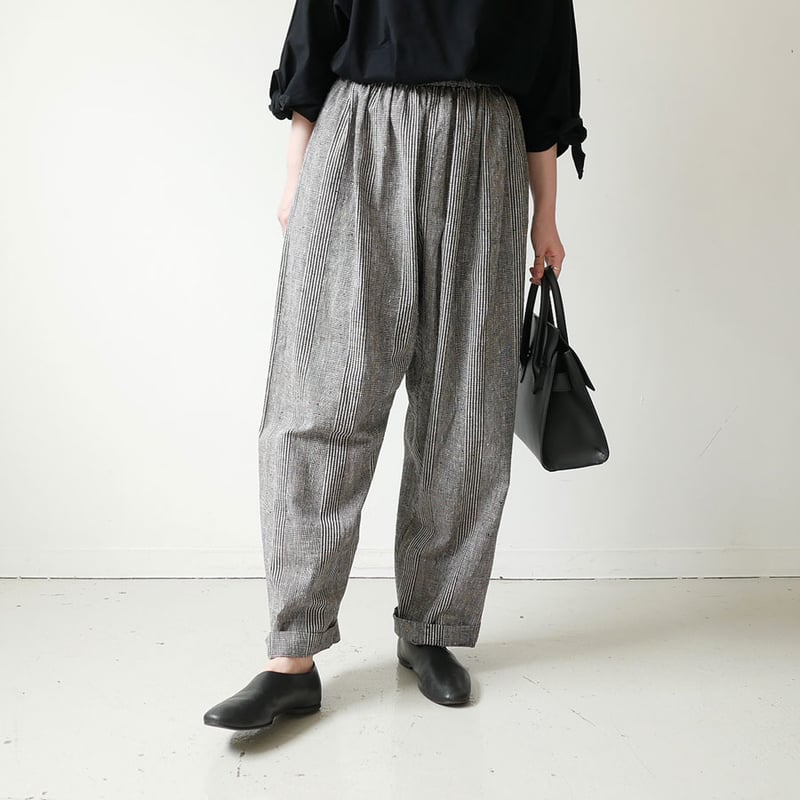 久留米かすり｜kasuri wide pants｜絣ワイドパンツ ｜グレンチェック